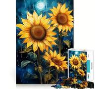 Rompecabezas de Girasoles Pintados de 1000 Piezas para Adultos, Juguete para ejercitar la Mente, diversión compartida, Arte de Corte preciso 38x26cm