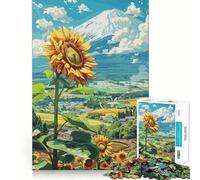 Rompecabezas de Girasoles y el Monte Fuji de 1000 Piezas para Adolescentes Mejora la Memoria Tiempo Libre Diseño de Corte sólido Artículo de Papá Noel 50x75cm