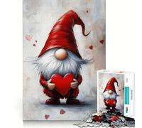 Rompecabezas de gnomo de San Valentín con corazón,1000 Piezas para Adolescentes Tren de Memoria Divertido,conexión Limpia y sin interrupciones Actividad grupal Relajante para Interiores (38x52cm)