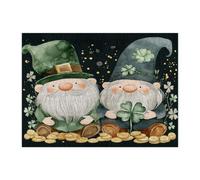 Rompecabezas de gnomo del día de San Patricio para adultos, 500 piezas, rompecabezas de madera de tréboles vintage con duendes, decoración divertida de patrón navideño para entretenimiento en el hogar