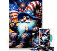 Rompecabezas de gnomo patriótico en EE UU para Adolescentes, 1000 Piezas, Juguete de lógica Fina, Suave, Relajante, Bordes limpios, Regalo Premium (38x52cm)
