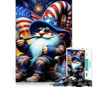 Rompecabezas de gnomo patriótico en EE UU para Adolescentes, 1000 Piezas, Juguete Mental, diversión, Corte Premium, Regalo considerado (38x26cm)