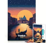 Rompecabezas de góndola al Atardecer en Venecia,1000 Piezas,Juego Interactivo para estimular el Pensamiento,Cierre Seguro,sin Piezas Sueltas,desafío Mental para el hogar (50x75cm)