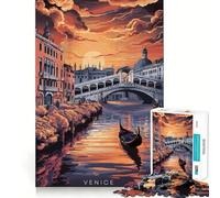 Rompecabezas de góndola al Atardecer en Venecia,1000 Piezas,Juego Interactivo para estimular el Pensamiento,Cierre Seguro,sin Piezas Sueltas,desafío Mental para el hogar (38x26cm)