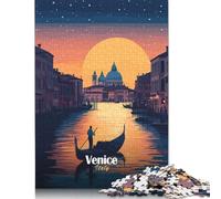 Rompecabezas de góndola al Atardecer en Venecia, decoración única para el hogar, Rompecabezas Rectangular de Papel para Adultos, Día de la Madre, 1000 Piezas (38 x 26 cm)