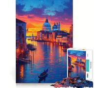 Rompecabezas de góndola al Atardecer en Venecia para Adultos,1000 Piezas,Juego de Memoria,Ajuste Firme,Montaje Seguro,Juego de construcción de Conexiones significativas (38x26cm)