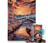 Rompecabezas de góndola al Atardecer en Venecia para Adultos,1000 Piezas,Juego de Memoria,Ajuste Firme,Montaje Seguro,Juego de construcción de Conexiones significativas (38x52cm)