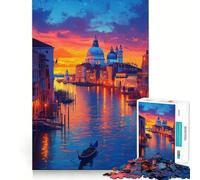 Rompecabezas de góndola al Atardecer en Venecia para Adultos,1000 Piezas,Juego de Memoria,Corte Fino,Acabado Premium,una Forma entretenida de Pasar el Tiempo Libre (38x52cm)