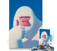 Rompecabezas de Gorila Blanco con Pulgar hacia Arriba 1000 Piezas Juguete para desarrollar la Capacidad cognitiva Superficie Lisa y sin Rebabas Actividad Relajante para Grupos en Interiores (38x26cm)