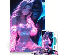 Rompecabezas de Gorila Chica Sexy neón para Adultos, 1000 Piezas, Juguete Inteligente para Jugar en Interiores, Corte Limpio, (38x26cm)