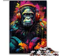 Rompecabezas de Gorila con Auriculares para Adolescentes Rompecabezas de 1000 Piezas, Ideal para Reducir el estrés, con Papá Noel para niños de 14 años (26x38cm)