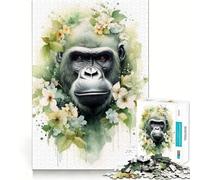 Rompecabezas de Gorila en Acuarela de 1000 Piezas Diversión para ejercitar la Memoria Bordes Lisos Encaje Forma Divertida de llenar los ratos Libres (38x26cm)
