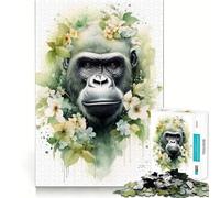 Rompecabezas de Gorila en Acuarela de 1000 Piezas Juego cognitivo Divertido Troquelado de Alta precisión aliviar el estrés (50x75cm)