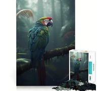 Rompecabezas de Gotas de Lluvia del Bosque de Loros para Adolescentes, 1000 Piezas, Juguete para ejercitar la Mente, antiestrés, Corte Premium, Regalo increíble (38x52cm)
