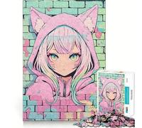 Rompecabezas de Graffiti Pastel Nekomimi para Adultos, 1000 Piezas, fortalece la Memoria, vínculo Familiar, Borde Limpio, Regalo de cumpleaños (38x26cm)