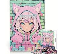 Rompecabezas de Graffiti Pastel Nekomimi para Adultos, 1000 Piezas, fortalece la Memoria, vínculo Familiar, Borde Limpio, Regalo de cumpleaños (38x26cm)