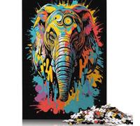 Rompecabezas de Grafiti con Cabeza de Elefante, Juegos creativos, Rompecabezas de cartón 100% Reciclado para Adultos, 1000 Piezas (26 x 38 cm)