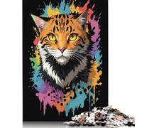 Rompecabezas de Grafiti con Cabeza de Gato, Juguete Educativo, Rompecabezas de cartón Premium para Adultos y niños, 1000 Piezas (75 x 50 cm)