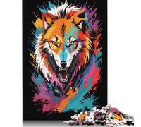 Rompecabezas de Grafiti con Cabeza de Lobo, de Papel Duro, Rectangular, difícil de manipular, para Adultos y niños, 1000 Piezas (75 x 50 cm)
