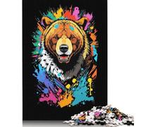 Rompecabezas de Grafiti con Cabeza de Oso, Divertido Rompecabezas Rectangular de Papel para niños y niñas, Regalo para el Día del Niño, 1000 Piezas (75 x 50 cm)