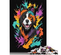 Rompecabezas de Grafiti con Cabeza de Perro, Actividad Divertida para el hogar. Rompecabezas de cartón Premium para Adultos y Adolescentes. Regalos para el Día del Padre. 1000 Piezas (26 x 38 cm).