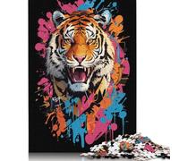 Rompecabezas de Grafiti con Cabeza de Tigre, antiestrés, 100% cartón Reciclado, Ideal para Adultos y niños, 1000 Piezas (75 x 50 cm)
