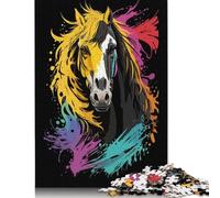 Rompecabezas de Grafiti de Cabeza de Caballo, decoración única para el hogar, Rompecabezas de cartón Premium para Adultos y Adolescentes, 1000 Piezas (26 x 38 cm)