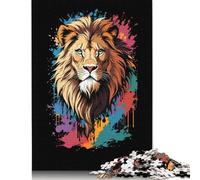 Rompecabezas de Grafiti de Cabeza de león, Actividad Divertida para el hogar. Rompecabezas de cartón Premium para Adultos y Adolescentes. Regalos para el Día del Padre. 1000 Piezas (75 x 50 cm).