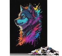 Rompecabezas de Grafiti de Cabeza de Lobo, Rompecabezas Rectangular de Papel Entrelazado preciso para Adultos y niños, 1000 Piezas (75 x 50 cm)