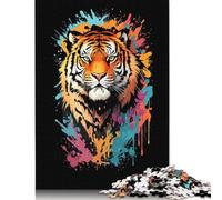 Rompecabezas de Grafiti de Cabeza de Tigre, decoración única para el hogar, 100% cartón Reciclado, Día del Niño, 1000 Piezas (26 x 38 cm)