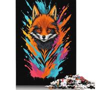 Rompecabezas de Grafiti de Cabeza de Zorro, difícil desafío, 100% cartón Reciclado, Ideal para Adultos y Adolescentes, 1000 Piezas (75 x 50 cm)