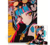 Rompecabezas de Grafiti de Chica Anime,1000 Piezas,Juego de concentración Mental,Corte de precisión,Bordes Lisos,Actividad Absorbente para Noches tranquilas (50x75cm)