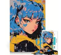 Rompecabezas de Grafiti de Chica Anime para Adultos,1000 Piezas,Juego para ejercitar la Mente,Corte de precisión,Bordes Suaves,desafío Divertido para Pasar el Tiempo (50x75cm)