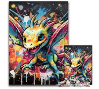 Rompecabezas de Grafiti de dragón Volador para Adultos, 1000 Piezas de Madera, desafiante Rompecabezas para Adolescentes, diversión Familiar, 50x75cm/19,68x29,52 Pulgadas
