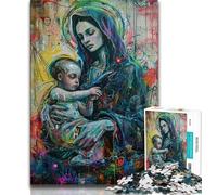Rompecabezas de Grafiti de Jesús para Adultos, 1000 Piezas, Ideal para Pasar el rato en casa, con póster y Hoja de Trivia a Juego 75x50cm