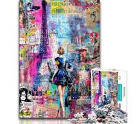 Rompecabezas de Grafiti de la Torre Eiffel para Adultos y Adolescentes, Ayuda a ejercitar el Cerebro, Juguetes adictivos para Cultivar la Paciencia, interacción Entre Padres e Hijos, 38x26cm