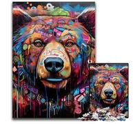 Rompecabezas de Grafiti de Oso Pardo de 1000 Piezas para Adultos, Rompecabezas desafiantes, Rompecabezas de Bricolaje para Adolescentes, 50x75cm/19,68x29,52 Pulgadas