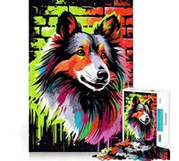 Rompecabezas de Grafiti de Perro Pastor de Shetland para Adultos, 1000 Piezas, Juguete para ejercitar la Mente, Divertido, Corte de precisión, 50x75cm