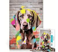 Rompecabezas de Grafiti de Perro Weimaraner para Adultos 1000 Piezas Juego Think Boost Estructura de Encaje precisa fácil de Aprender diversión para Toda la Familia (38x26cm)