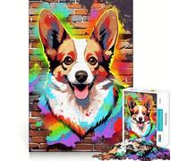 Rompecabezas de Grafiti de Perro Welsh Corgi para Adultos 1000 Piezas Juego de Memoria Cerebral Corte Fino Acabado Premium Forma entretenida de Pasar el Tiempo Libre (38x26cm)