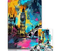 Rompecabezas de Grafiti del Big Ben para Adultos 1000 Piezas Ideal para la interacción Entre Padres e Hijos y para Reducir el estrés 26x38cm