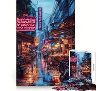 Rompecabezas de Gran dificultad Mercado Nocturno de Neón para Adultos, 1000 Piezas, Juguete de lógica, Momento de Paz, Corte Suave, Regalo Premium (50x75cm)