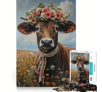 Rompecabezas de Granja Rural con Vaca Suiza para Adolescentes, 1000 Piezas, para desarrollar la Memoria, Tiempo Libre, Bordes limpios, un Regalo Encantador 38x52cm