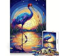 Rompecabezas de grulla de vitral al Atardecer, 1000 Piezas, para Adultos, Regalos, para Fortalecer la Memoria, Momentos de Serenidad, Calidad, Borde, Deseo de Papá Noel 38x52cm