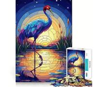 Rompecabezas de grulla de vitral al Atardecer, 1000 Piezas, para Adultos, Regalos, para Fortalecer la Memoria, Momentos de Serenidad, Calidad, Borde, Deseo de Papá Noel 38x52cm
