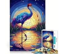 Rompecabezas de grulla de vitral al Atardecer para Adolescentes, 1000 Piezas, estimula la Memoria, relajación, Bordes precisos, Regalo increíble 50x75cm
