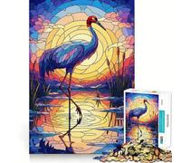 Rompecabezas de grulla de vitral al Atardecer para Adolescentes, 1000 Piezas, Pure Logic Toy, Quiet Calm Clean Cut, decoración de Pared 38x26cm