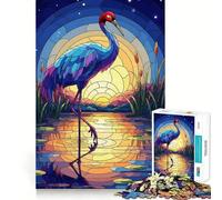 Rompecabezas de grulla de vitral al Atardecer para Adultos, 1000 Piezas, para estimular la Memoria, Momentos acogedores, Montaje de Patrones, Lista de Deseos de Santa Claus 38x26cm