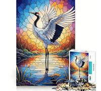 Rompecabezas de grulla de vitral en el Agua, 1000 Piezas para Adultos, Juguete de lógica Fuerte, Alivio de la ansiedad, Borde Transparente, Regalo para Festivales 50x75cm