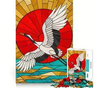 Rompecabezas de grulla Volando sobre el Agua con vidrieras, 1000 Piezas, para Adultos, Juguete de lógica Fuerte, Alivio de la ansiedad, Borde Transparente, Regalo para Festivales 38x26cm